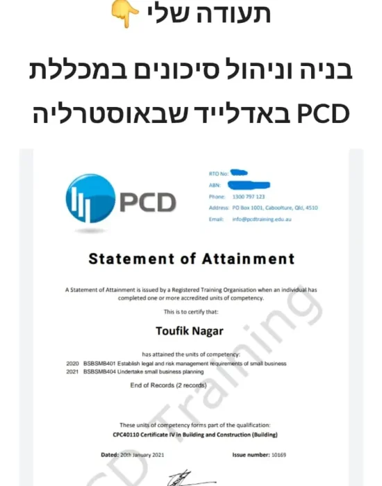 תעודה - באוסטרליה